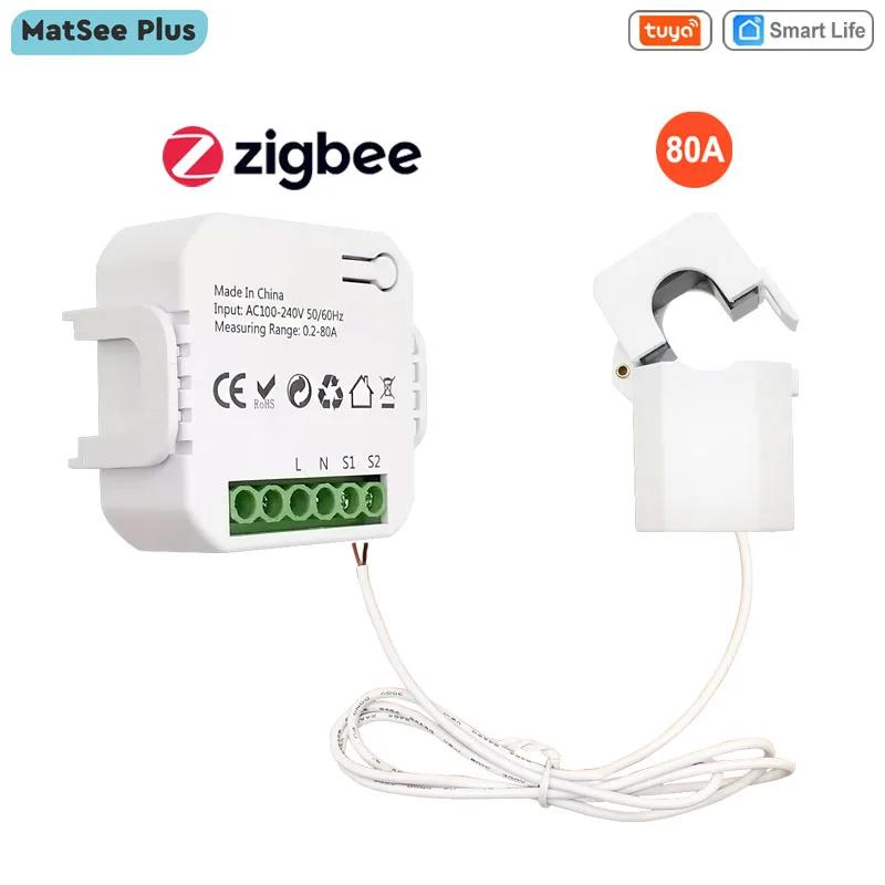 Tuya Ʈ  ZigBee Ŭ      80A CT Din  App   AC 110V 240V 50/60Hz